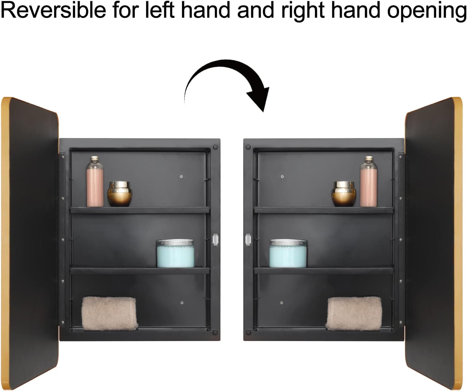 Plastic Medicine Cabinet, Beveled Edge Mirror Door with Round Corner Metal Frame