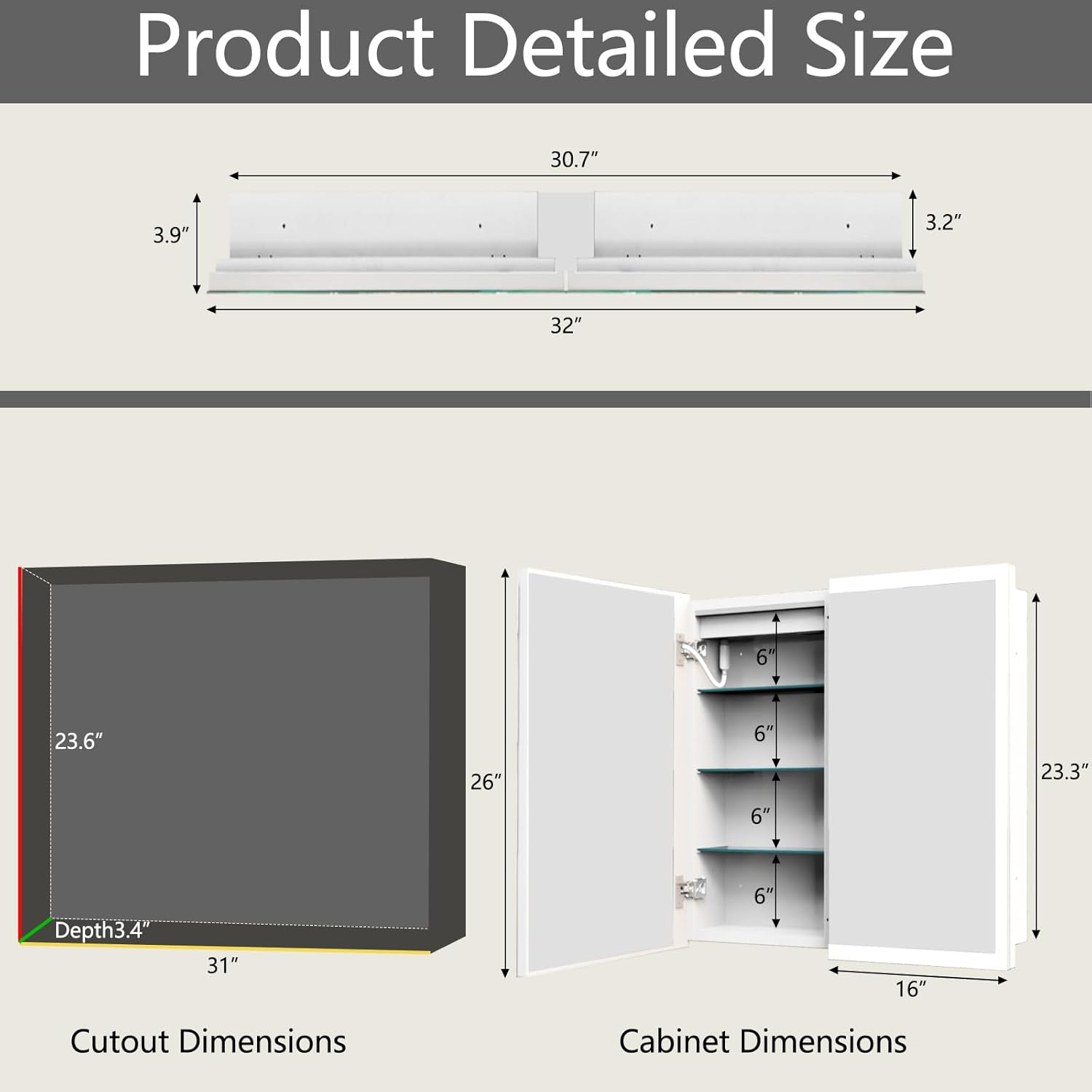 LED Medicine Cabinet with Lights