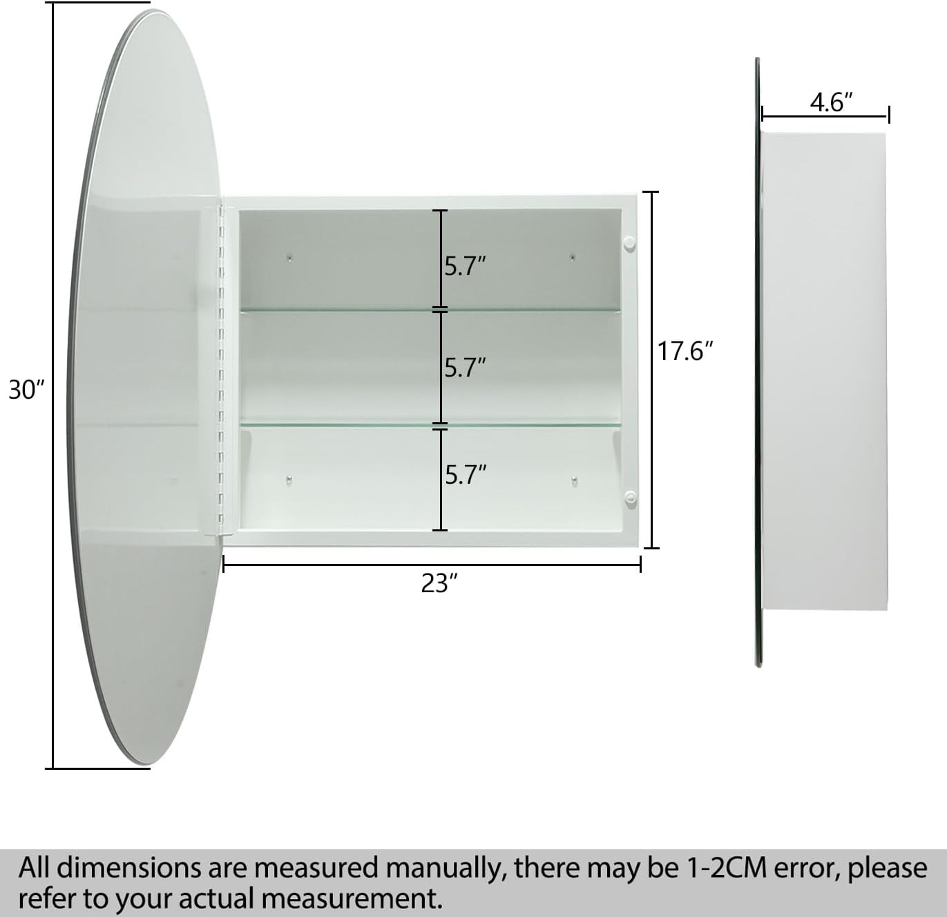 30 Inches Round Bathroom Medicine Cabinet