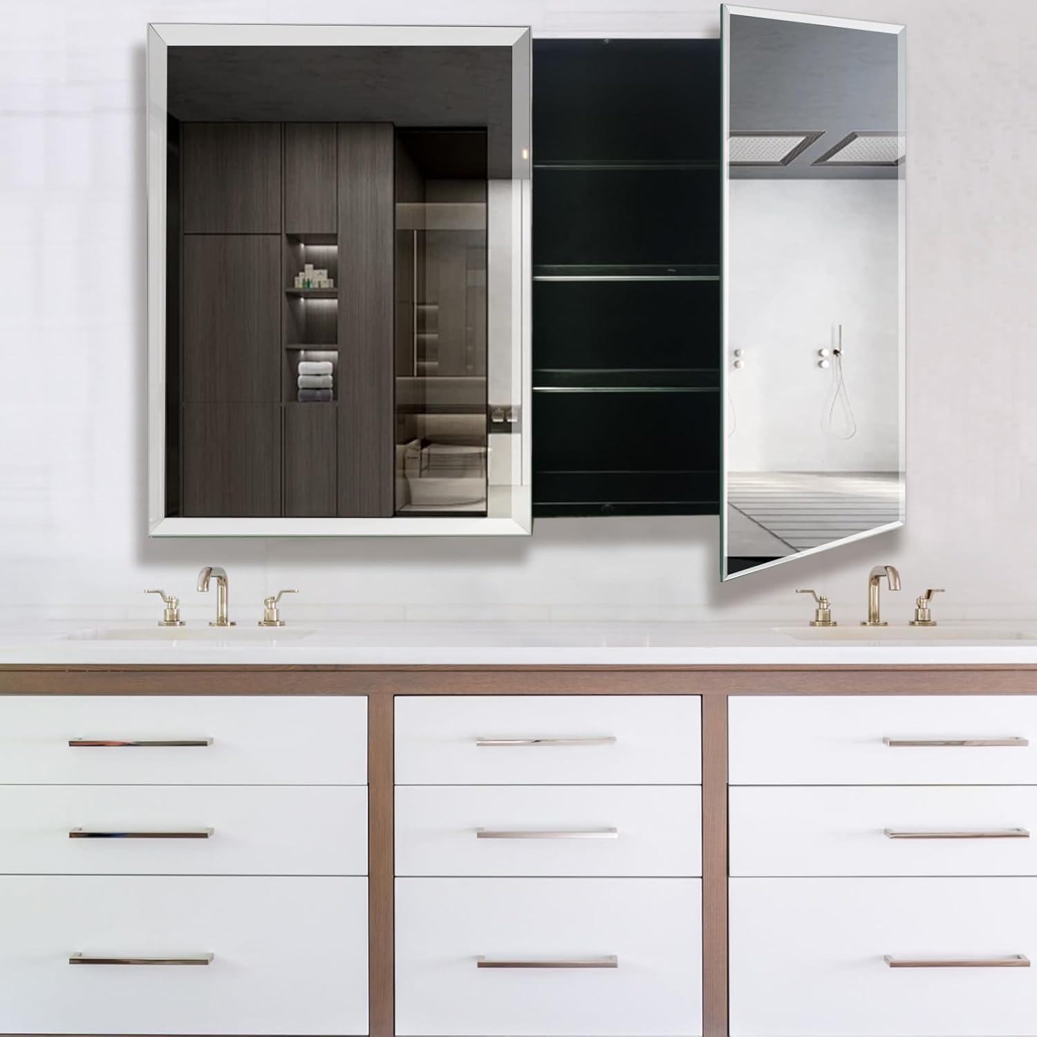 40 ”x 30”Black Bathroom Medicine Cabinets with Mirror