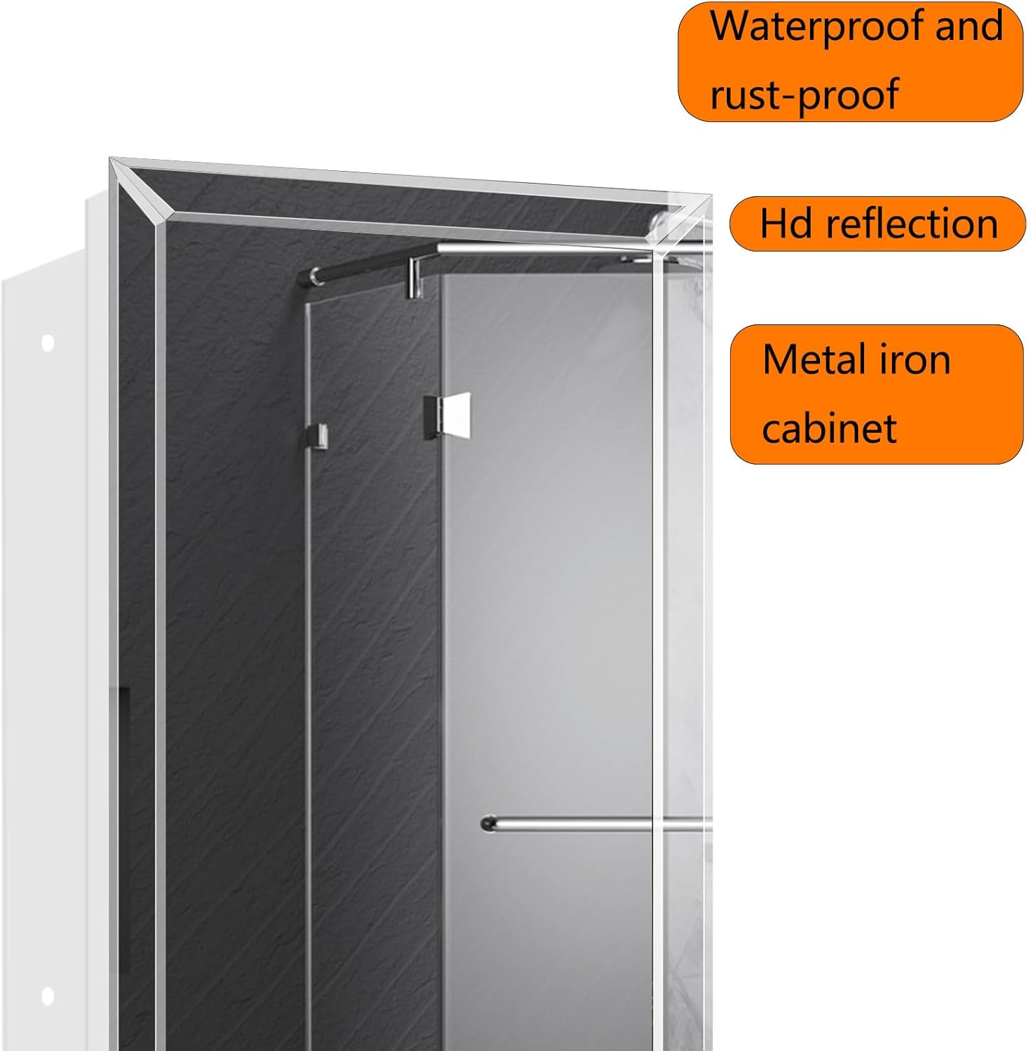 Frameless Bathroom Medicine Cabinet with Beveled Edge Mirror