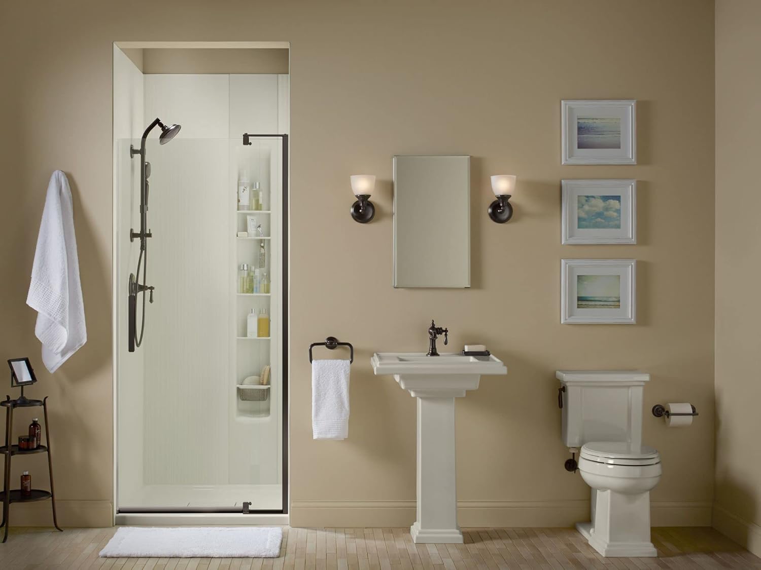 Frameless Bathroom Mirror Medicine Cabinet, Single Door, Rectangular Beveled Edge Frame, 4.81"D x 15"W x 26"H