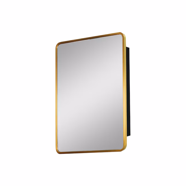 20-in x 28-in Surface/Recessed Mount Gold Mirrored Rectangle Medicine Cabinet
