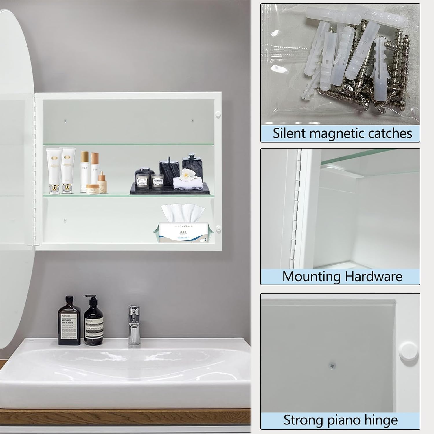30 Inches Round Bathroom Medicine Cabinet