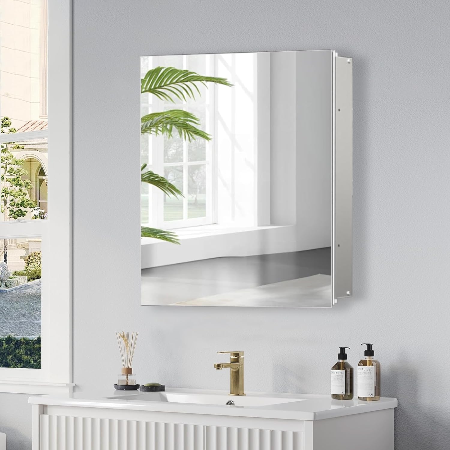 28x28 inch Medicine Cabinet Mirror with Storage