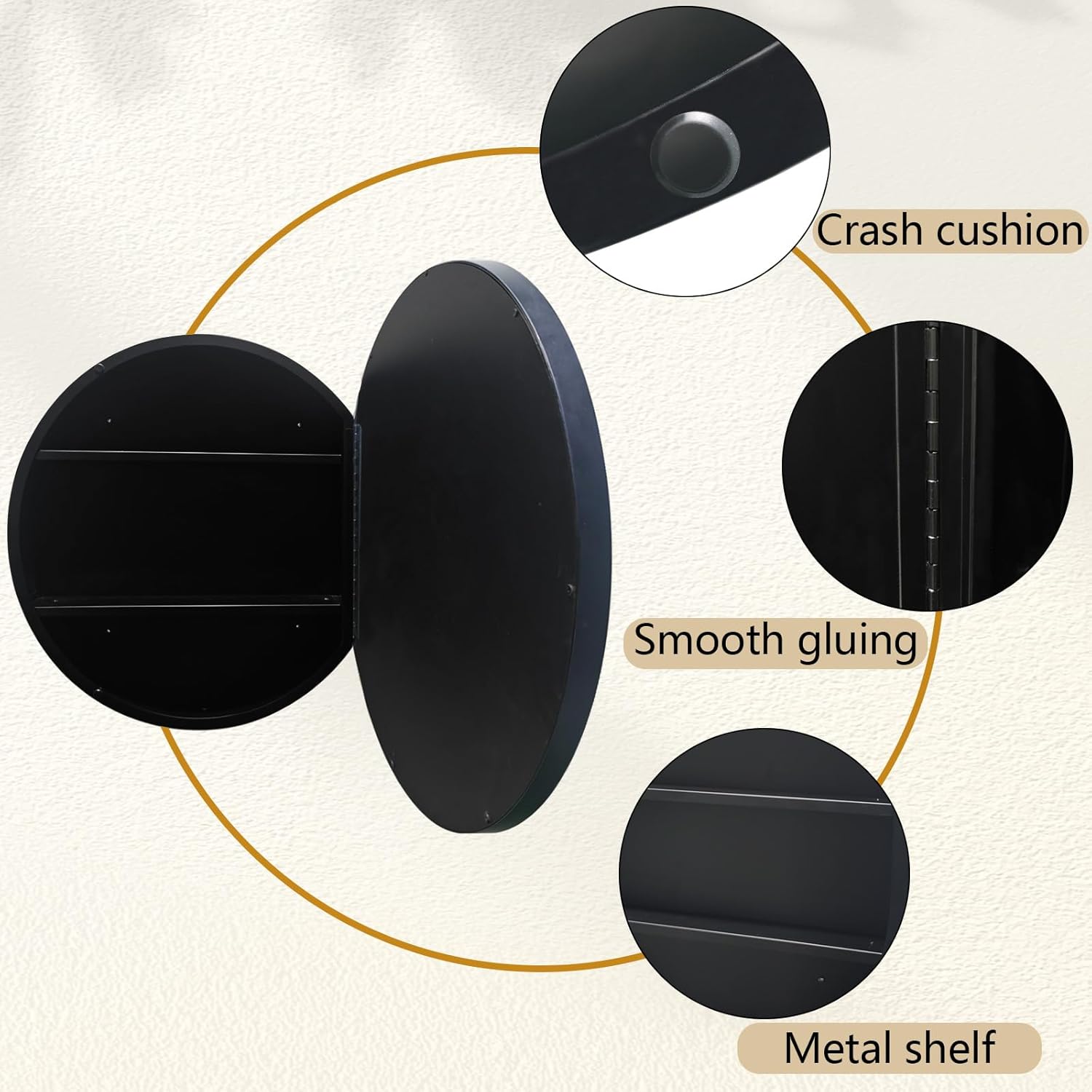 26 inch Round Bathroom Medicine Cabinet with Mirror