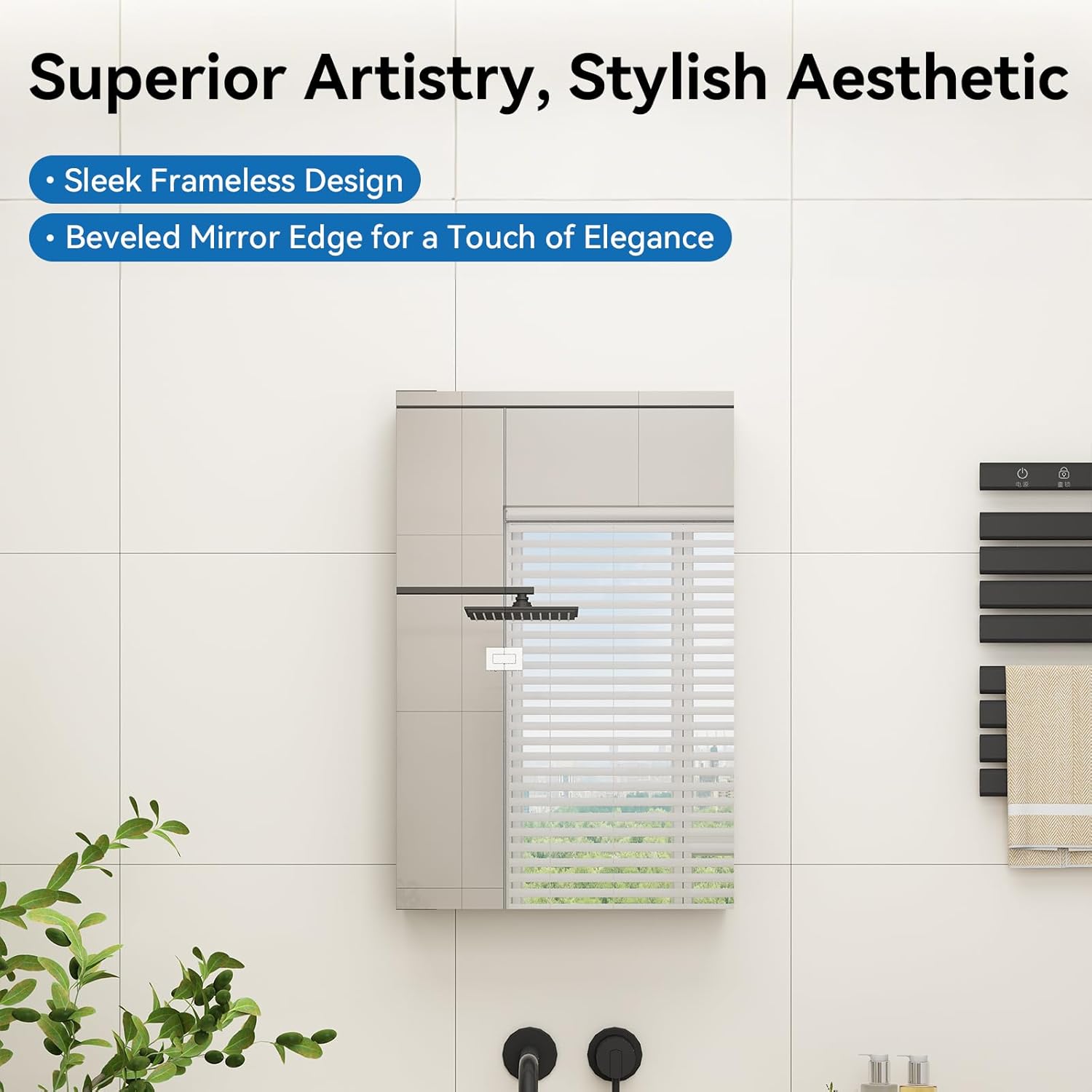 Aluminum Bathroom Medicine Cabinet with Mirror Door, Wall-mountable and Recessed-in Mirror Cabinet