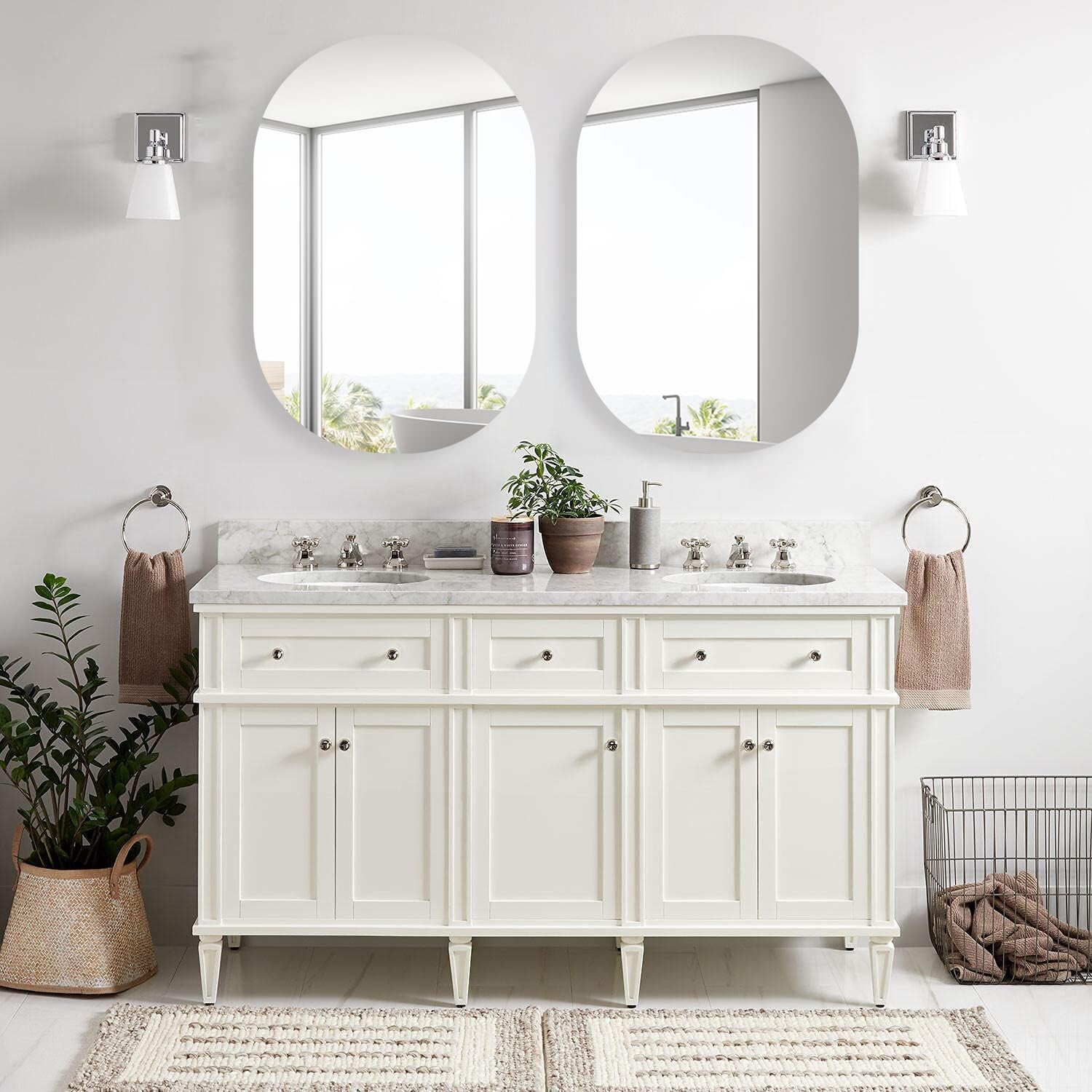 20x30 Inch Oval Frameless Mirror Cabinet