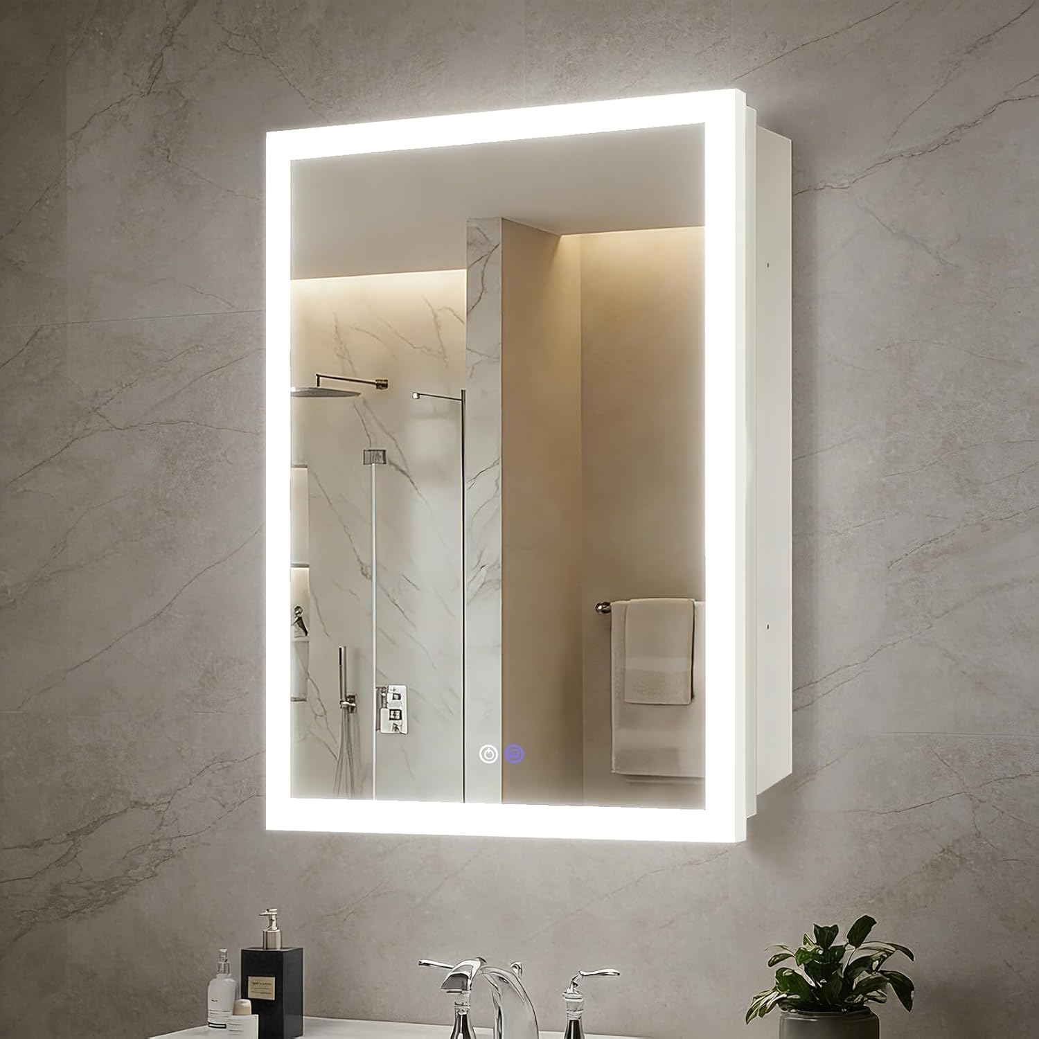 16x26 Inch Lighted Medicine Cabinet with Anti-Fog Mirror