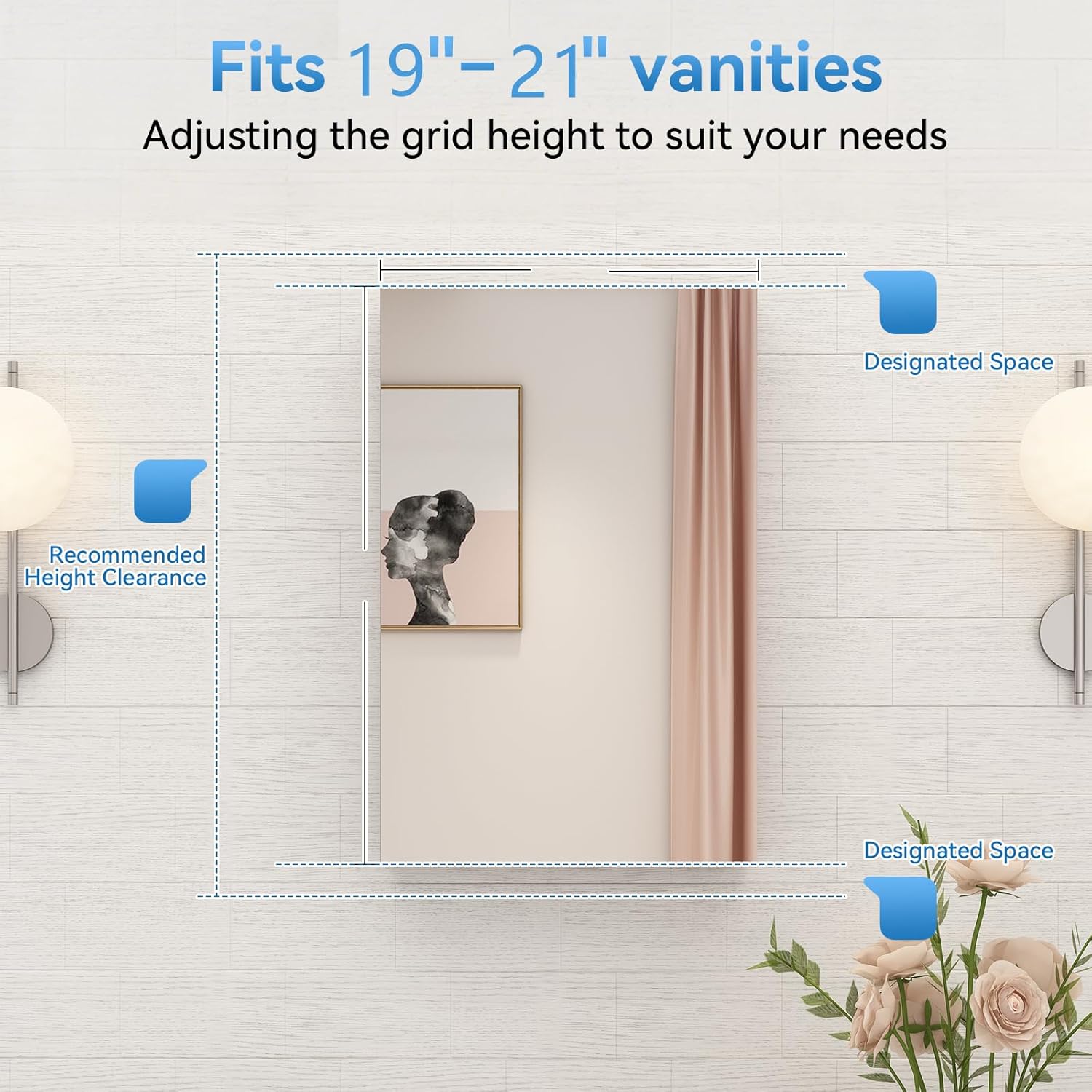 Aluminum Bathroom Medicine Cabinet with Mirror Door, Wall-mountable and Recessed-in Mirror Cabinet