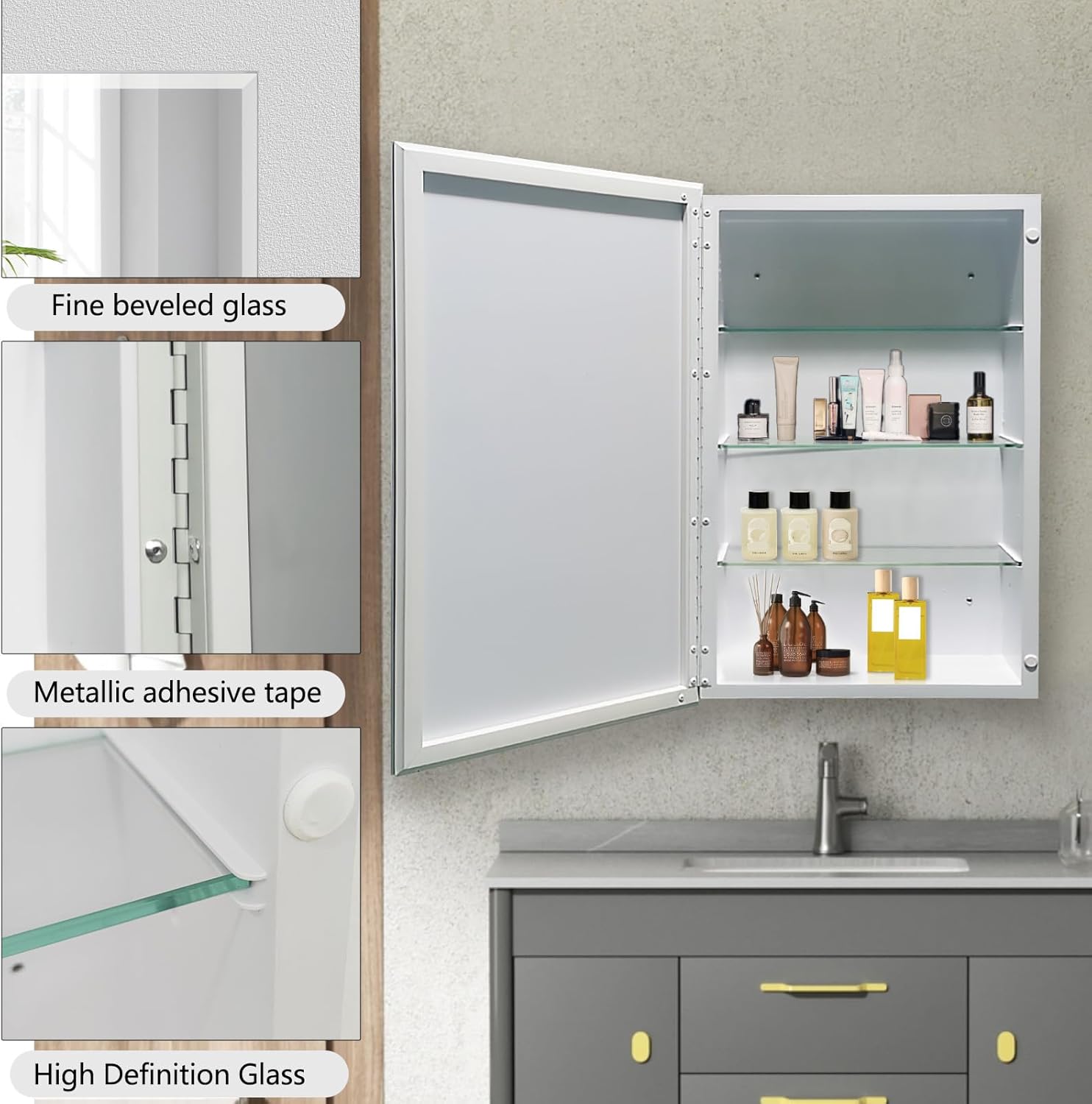 16x26 inch Medicine Cabinet with Mirror