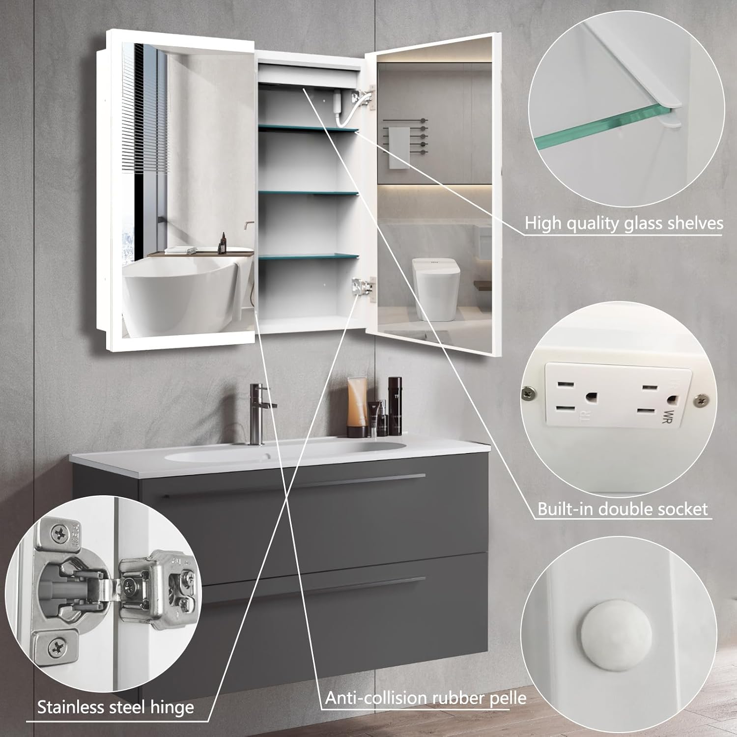 LED Medicine Cabinet with Lights