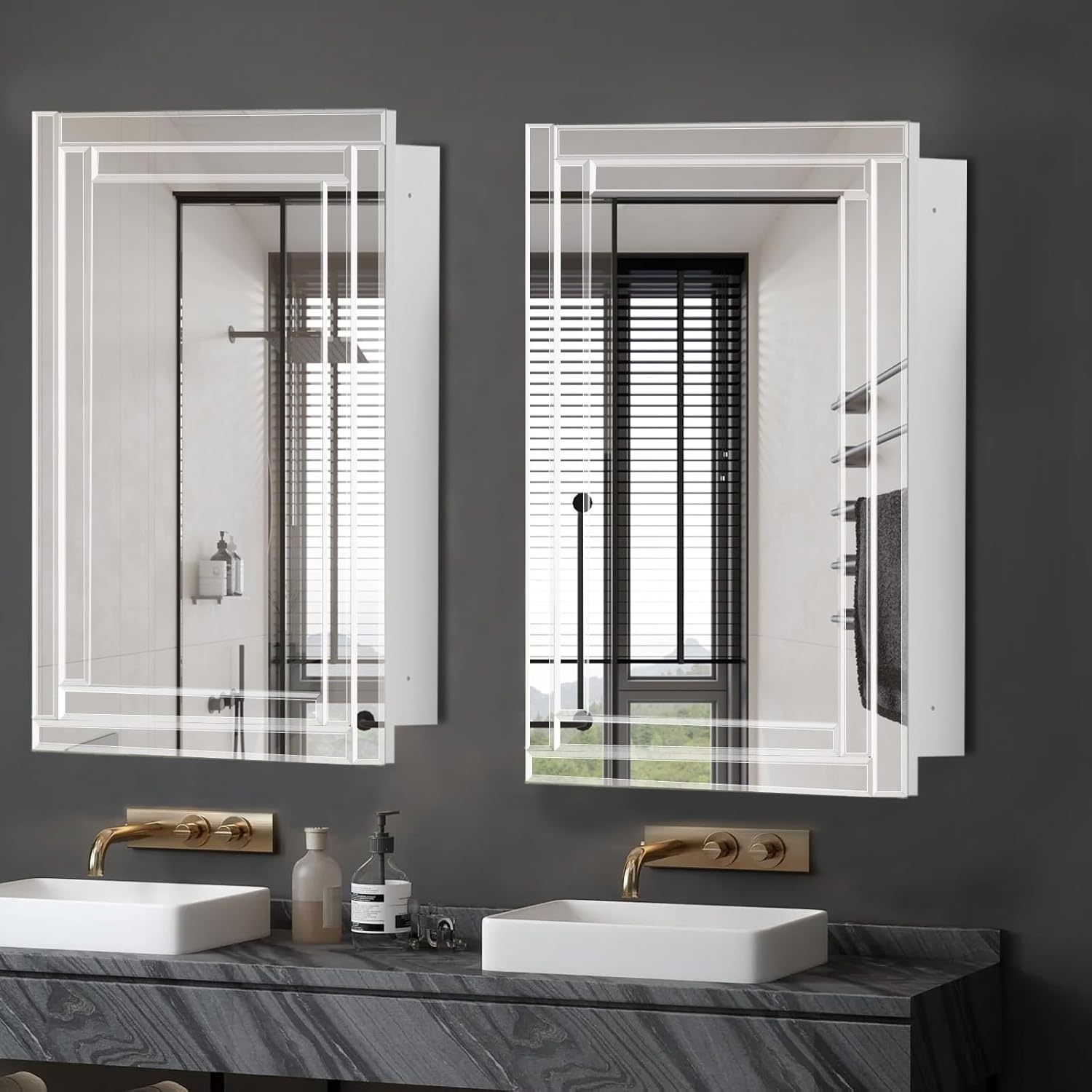 Frameless Bathroom Medicine Cabinet with Beveled Mirror