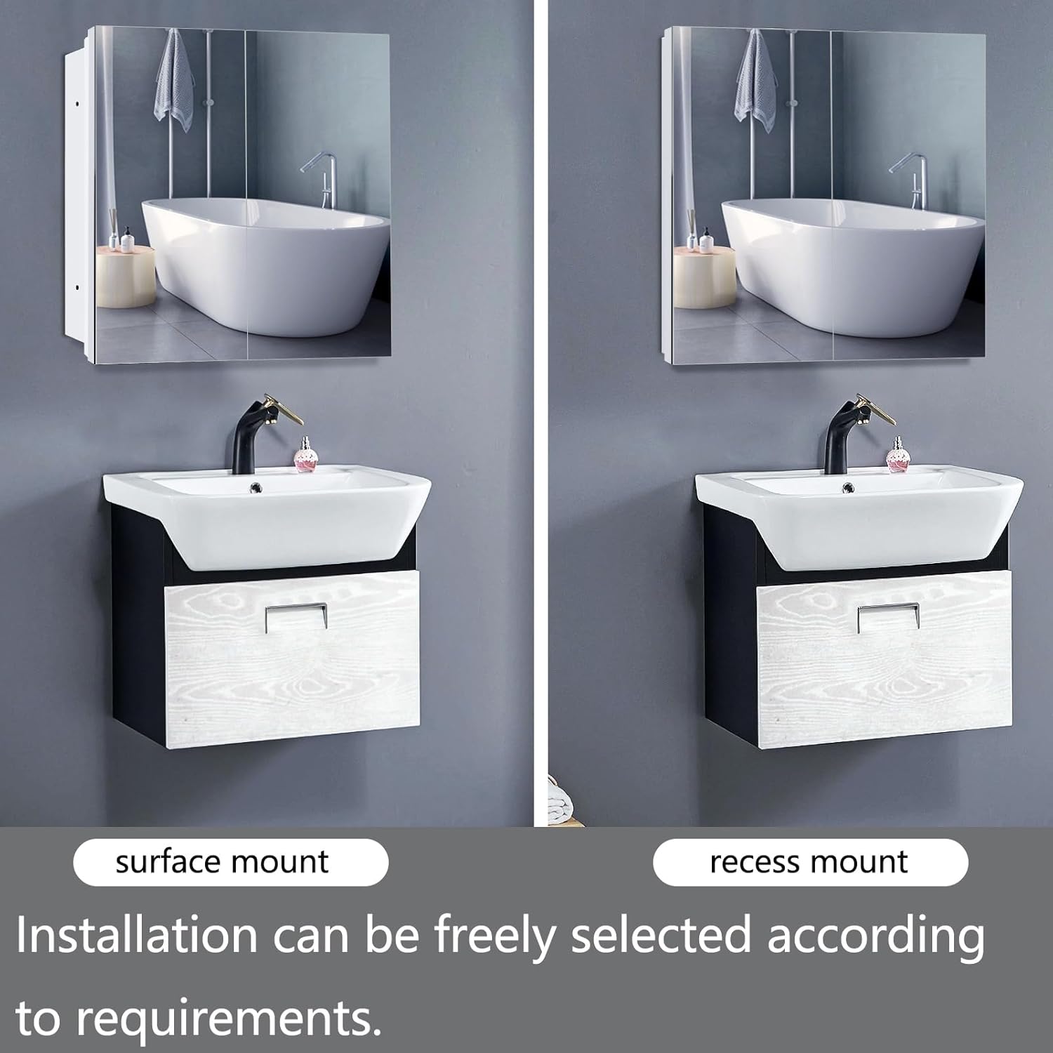 26x32 Inch Bathroom Platstic Medicine Cabinet with Frameless Mirror