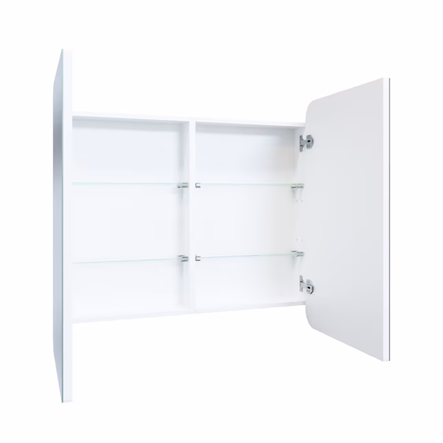 36-in x 32-in Surface/Recessed Mount White Mirrored Square Medicine Cabinet
