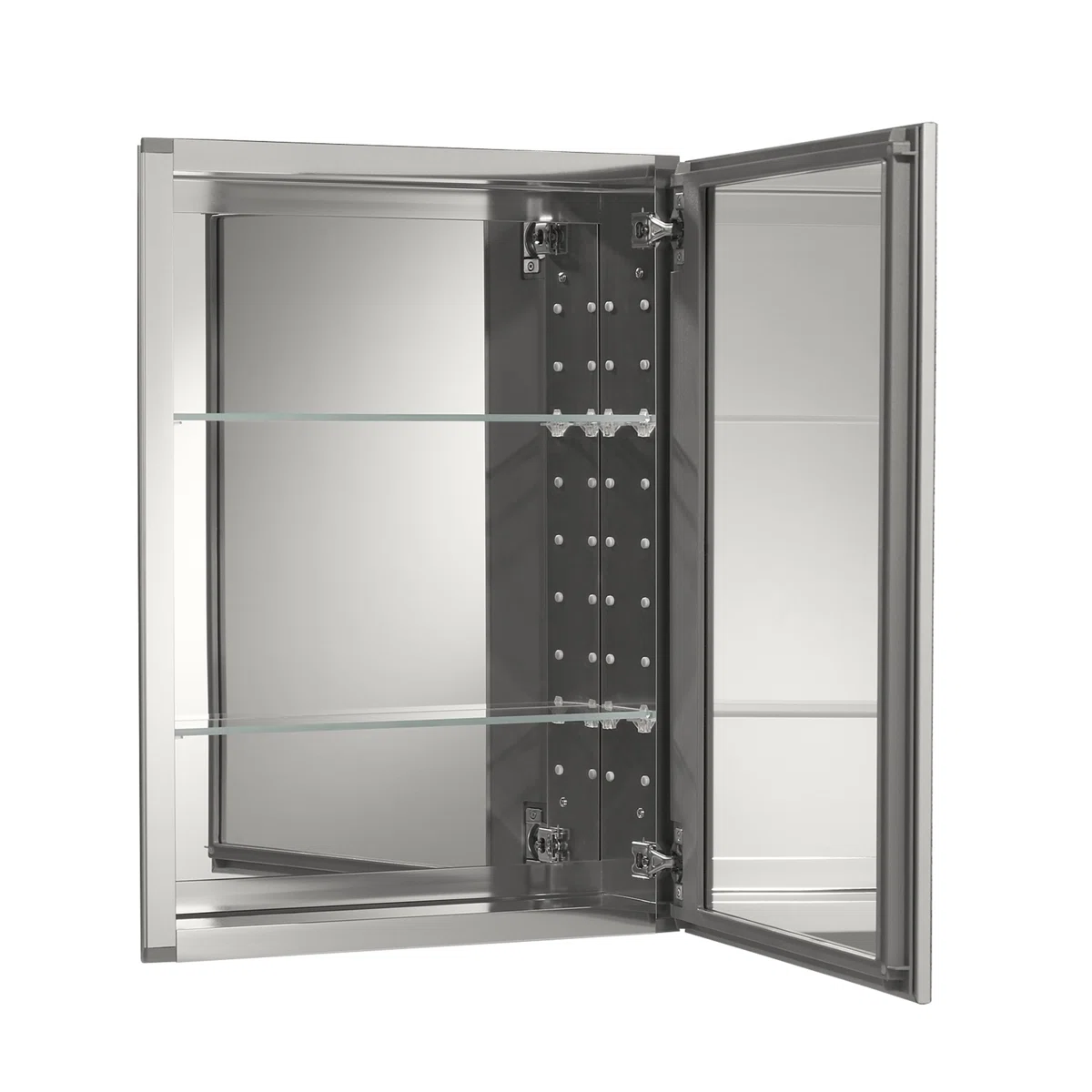 Recessed/Surface Mount Framed Medicine Cabinet with 2 Adjustable Shelves and Interior Mirror