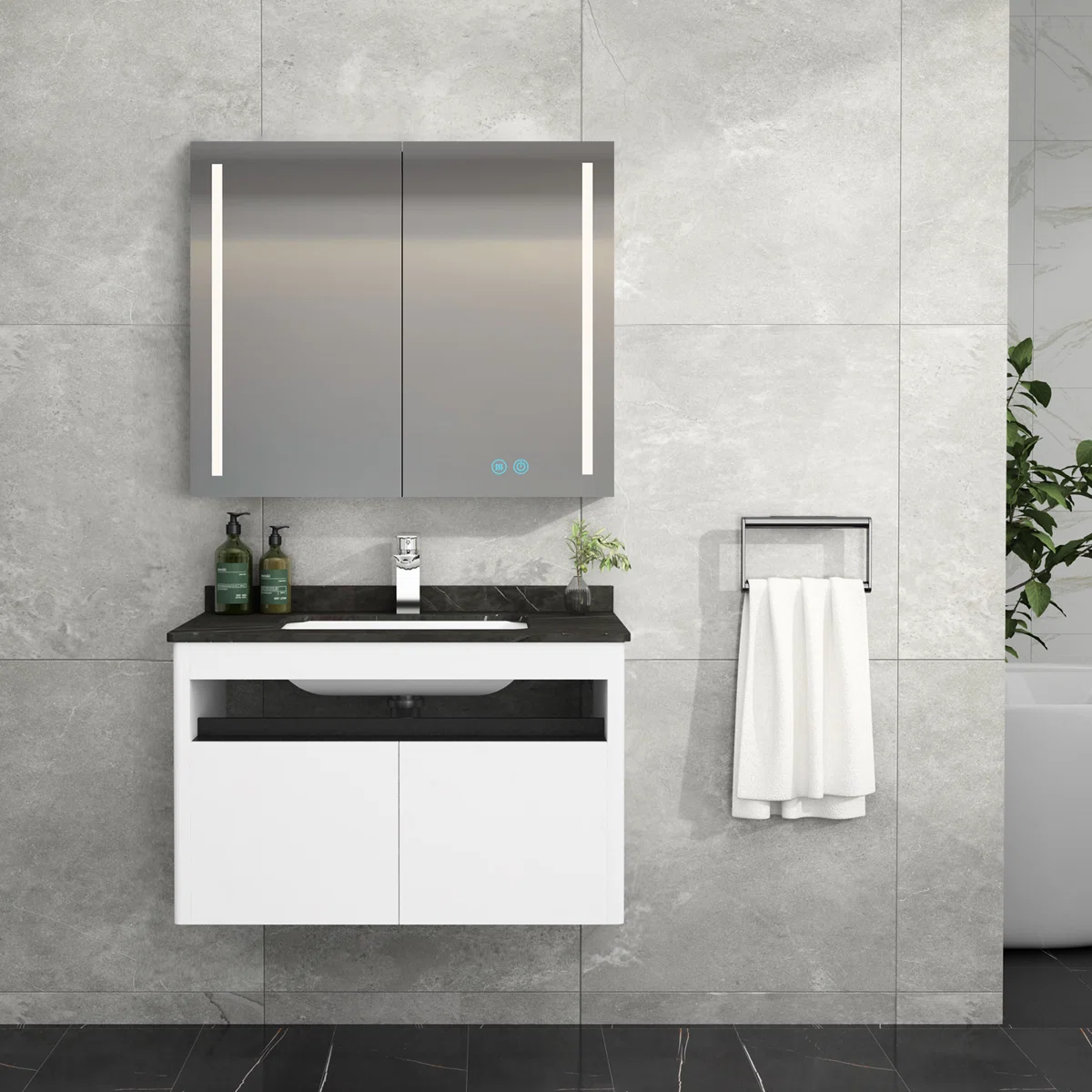 31.5'' W 23.6'' H Surface Framed Medicine Cabinet Mirror 3 Fixed