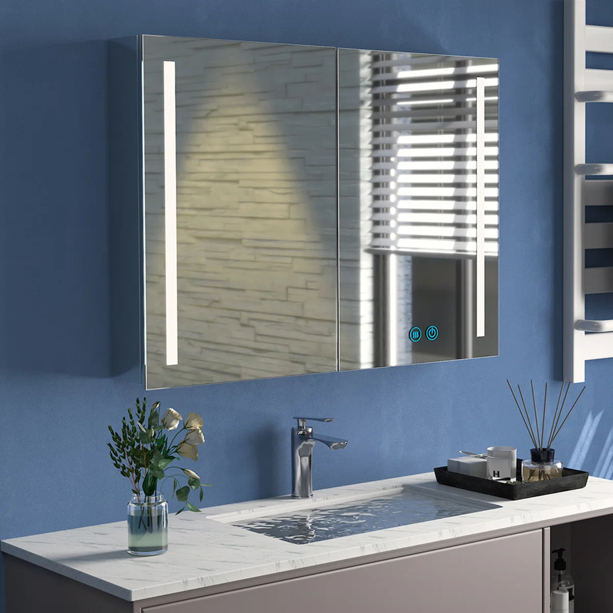 31.5'' W 23.6'' H Surface Framed Medicine Cabinet Mirror 3 Fixed