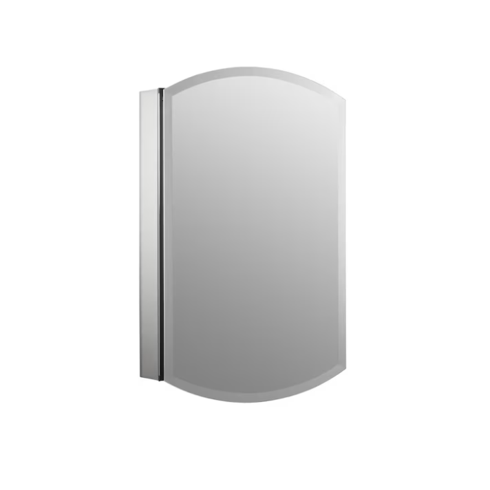 20-in x 31-in Surface/Recessed Mount Anodized aluminum Mirrored Arched Soft Close Medicine Cabinet