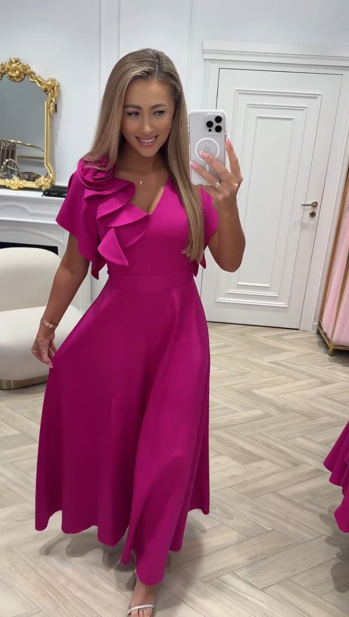 【S-5XL】🥰✨2026Sukienka: Trójwymiarowe falbany w kształcie róż, elegancki i wyrafinowany styl, dyskretny luksus i elegancja.