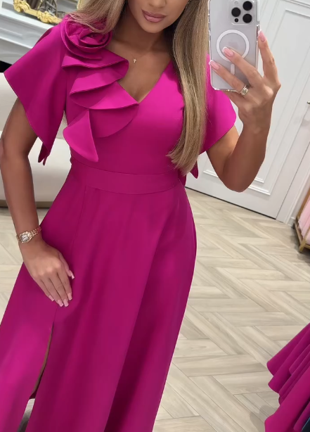 【S-5XL】🥰✨2026Sukienka: Trójwymiarowe falbany w kształcie róż, elegancki i wyrafinowany styl, dyskretny luksus i elegancja.