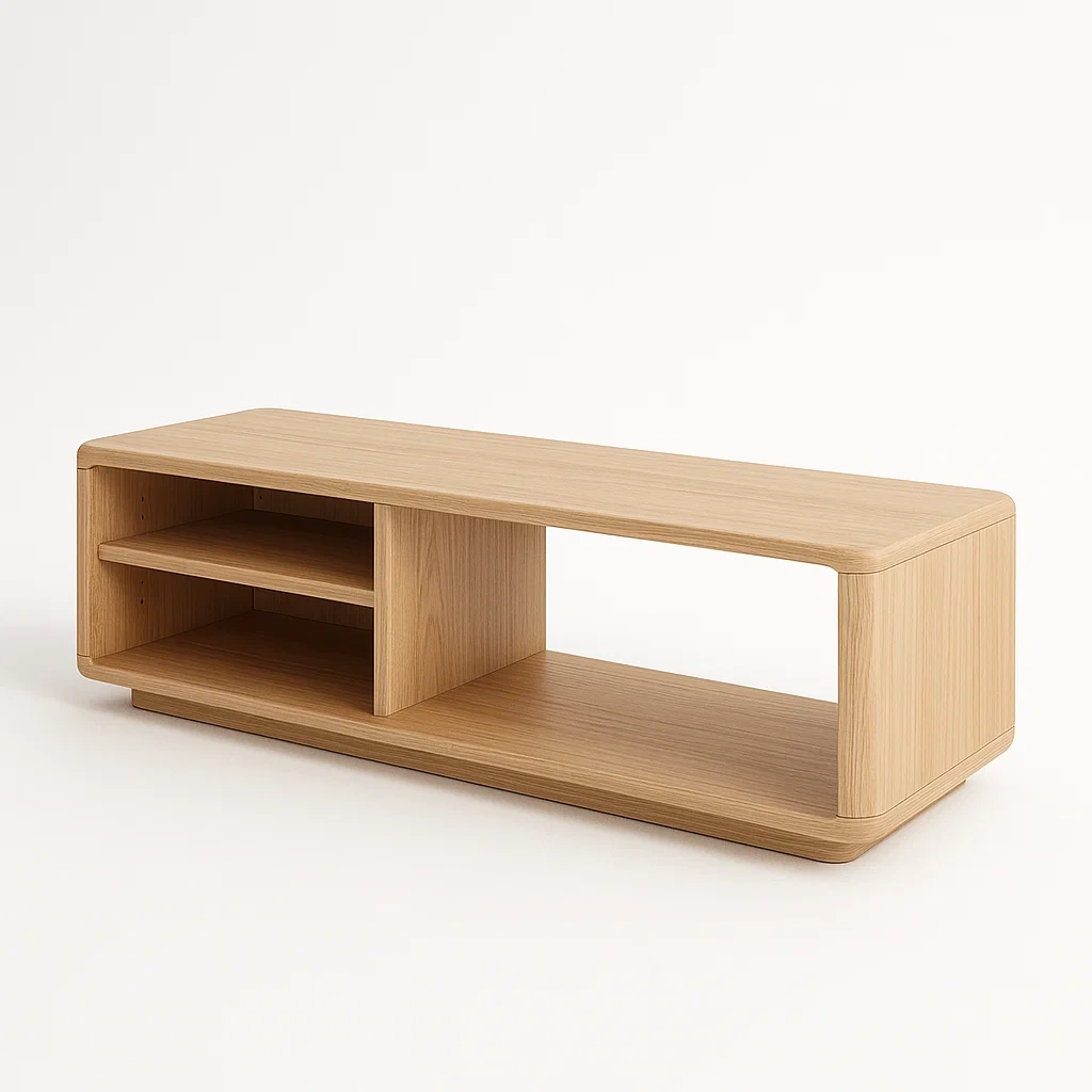 Mobile TV in MDF con impiallacciatura in rovere chiaro 130x40x40 cm-CASAELEGAN