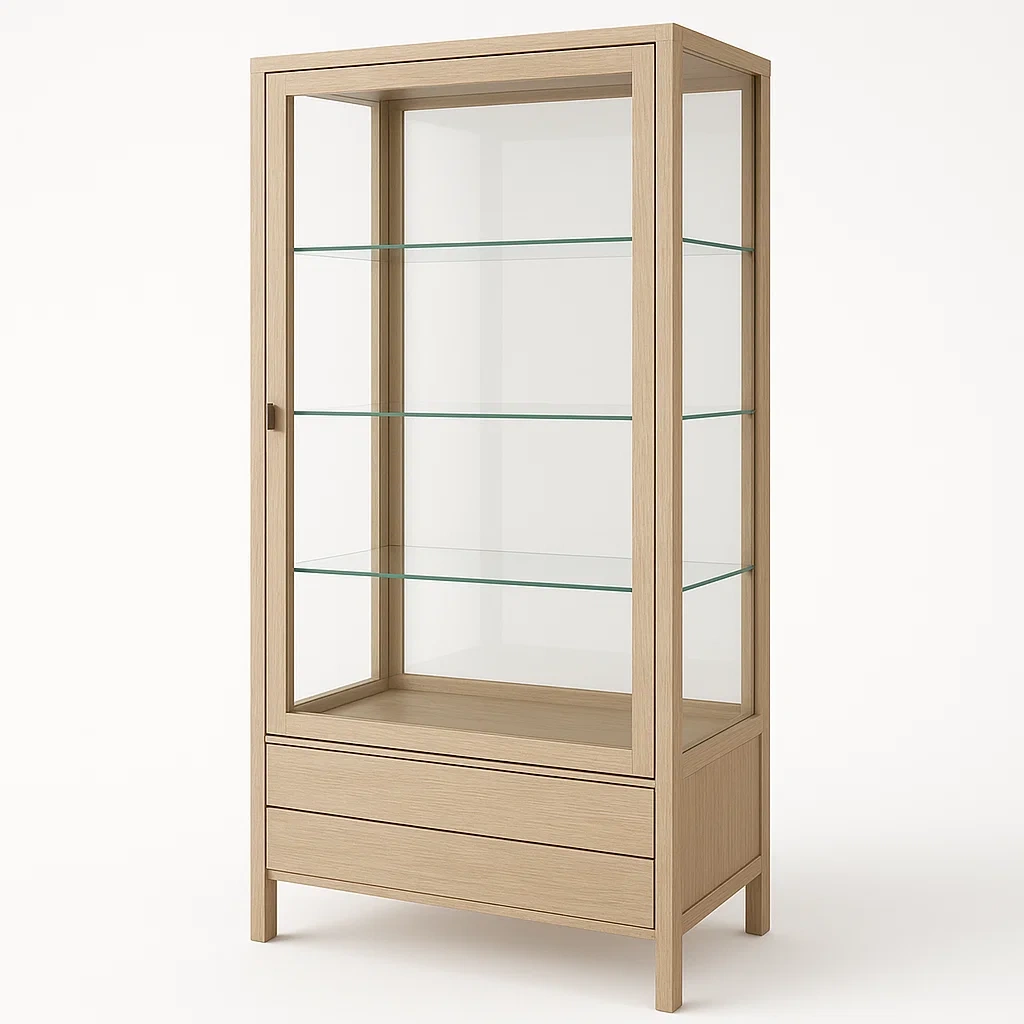 Vetrina in legno di quercia e vetro temperato 80x40x180 cm-CASAELEGAN