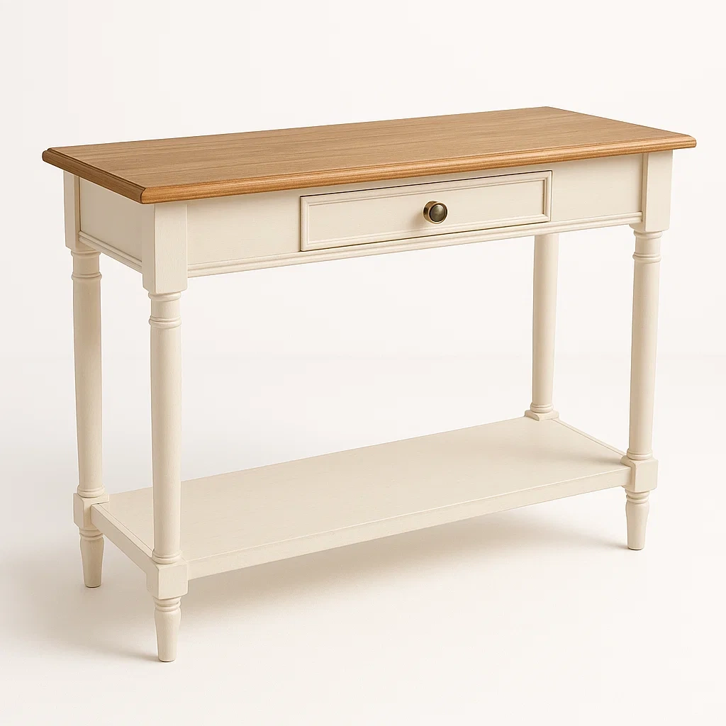 Consolle in legno di pino e MDF bianco/naturale-CASAELEGAN