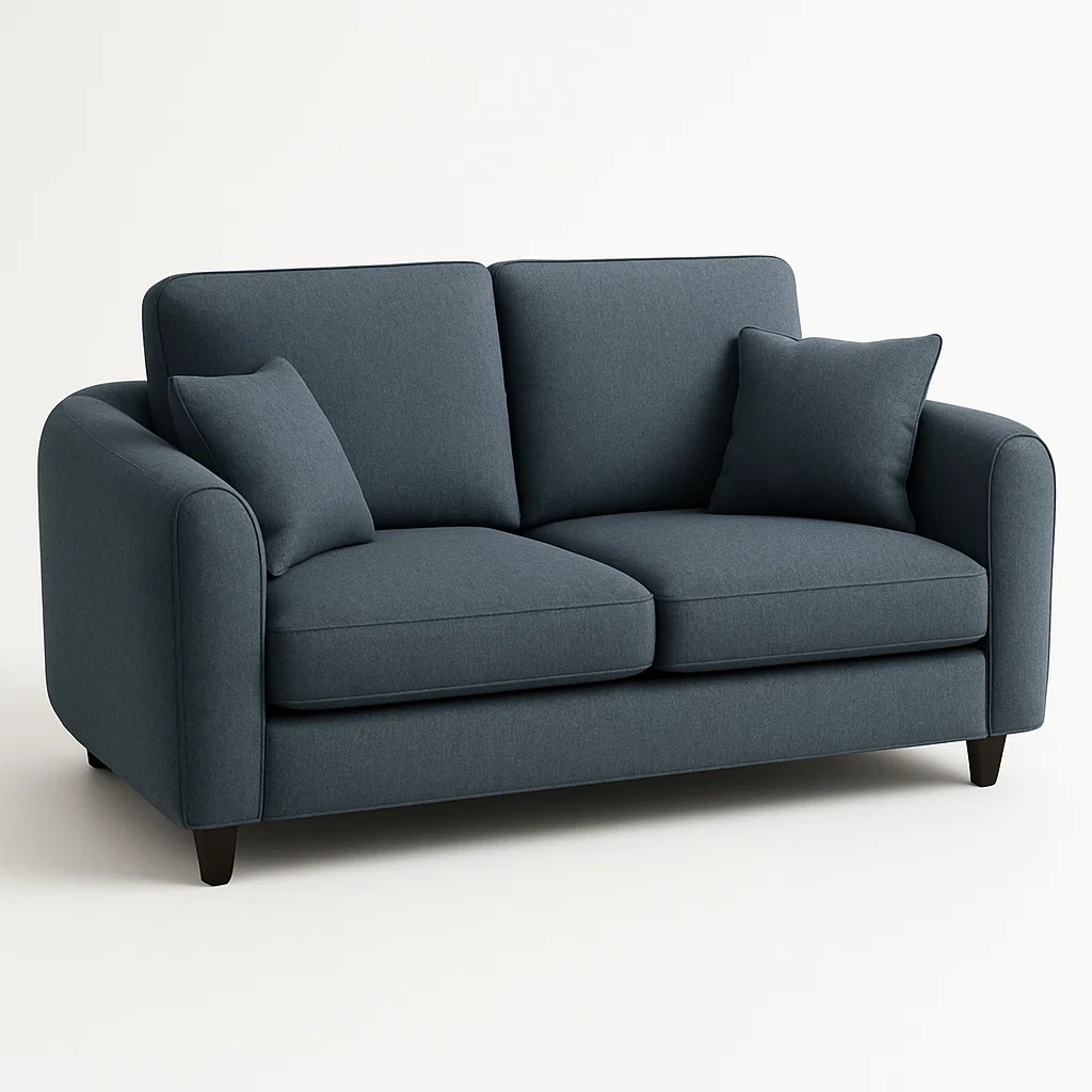 Divano lineare in tessuto poliestere blu scuro 2 posti-CASAELEGAN