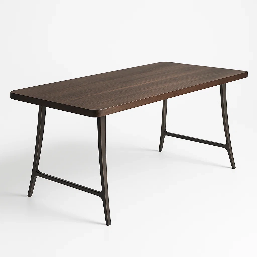 Tavolo da pranzo rettangolare in legno e metallo 160x90x75 cm-CASAELEGAN