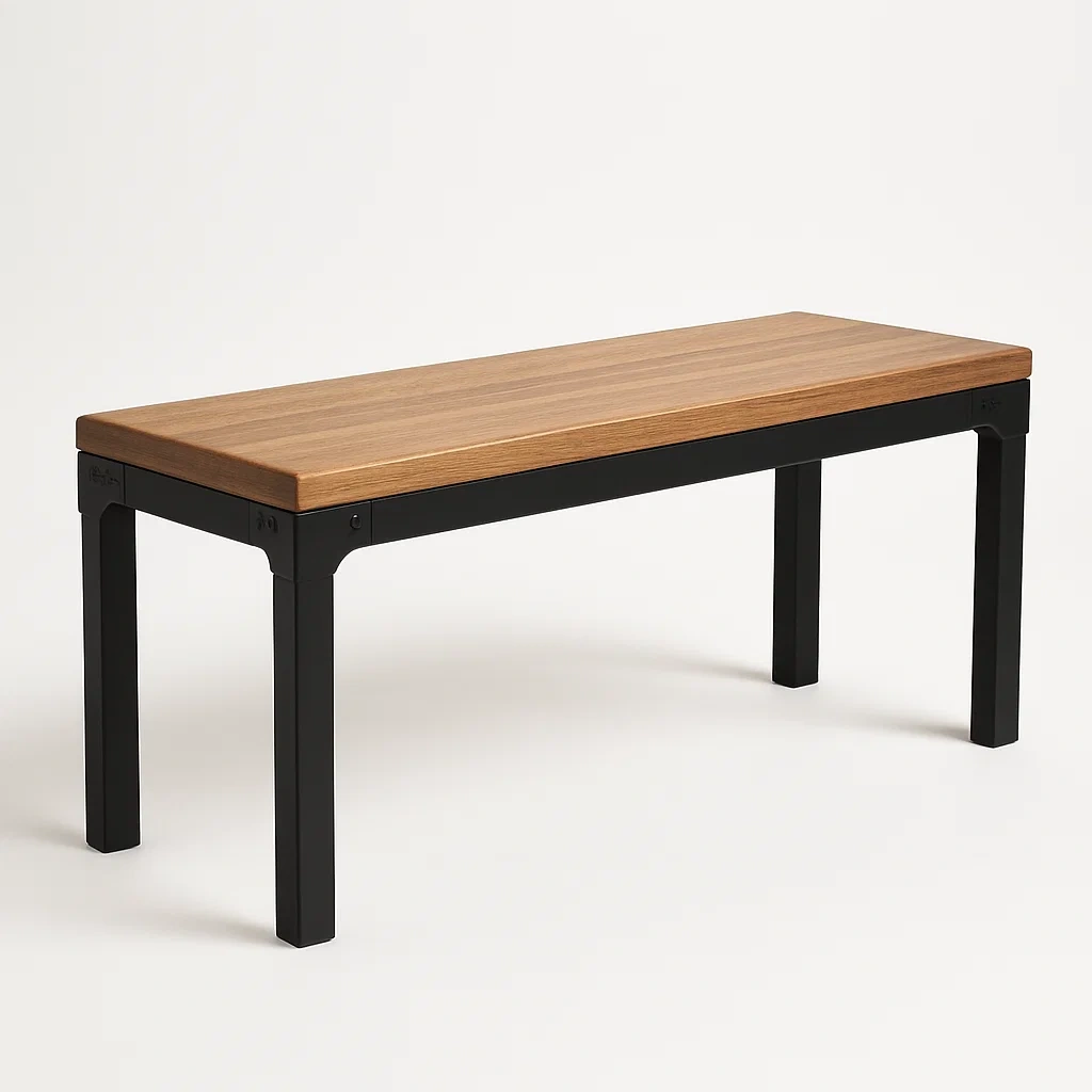 Panca rettangolare in legno e metallo 120x40x45 cm-CASAELEGAN