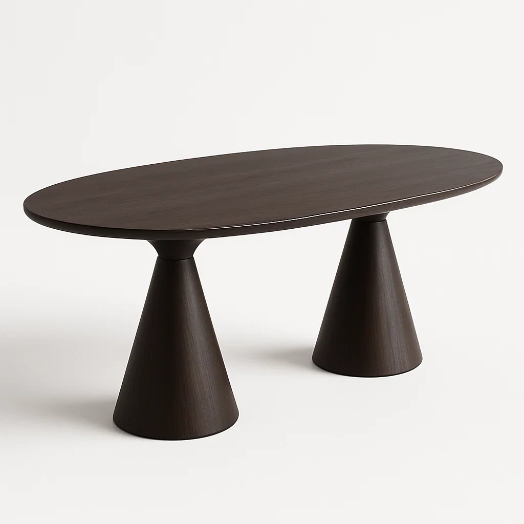 Tavolo da pranzo ovale in legno di rovere marrone 220x100x75 cm-CASAELEGAN