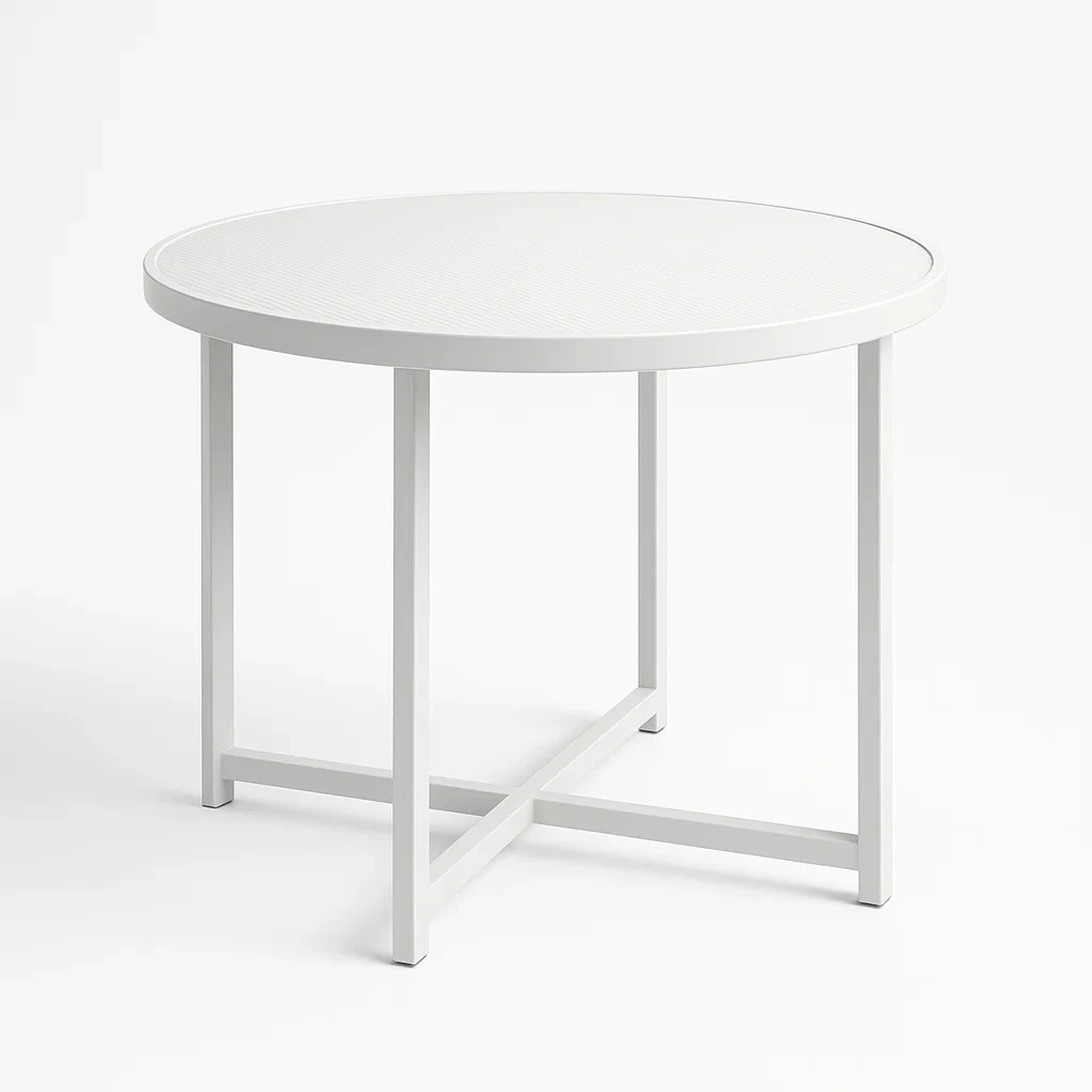 Tavolino da giardino rotondo in alluminio bianco-CASAELEGAN