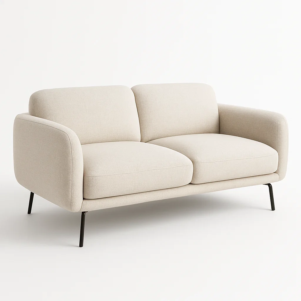 Divano lineare in tessuto beige con struttura in metallo 2 posti-CASAELEGAN