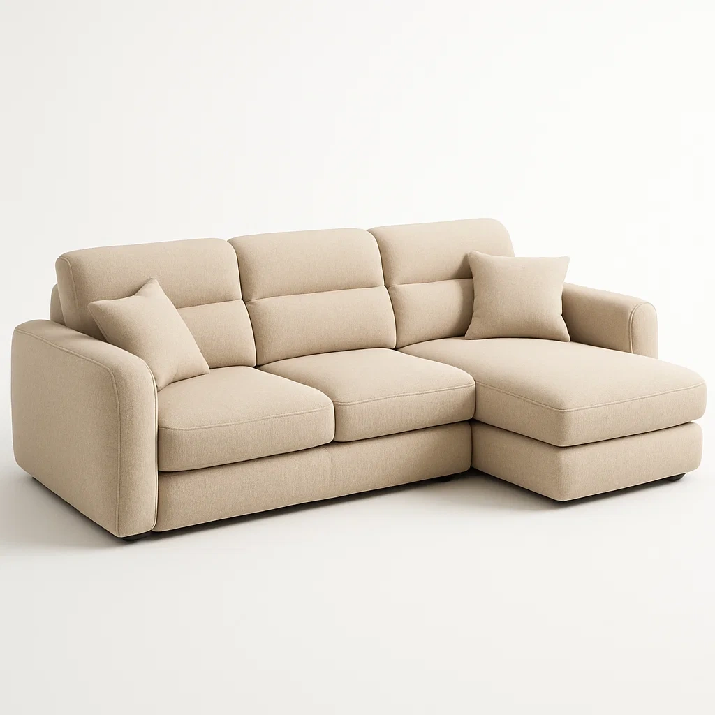 Divano angolare in tessuto con cuscini 230x150x90 cm-CASAELEGAN