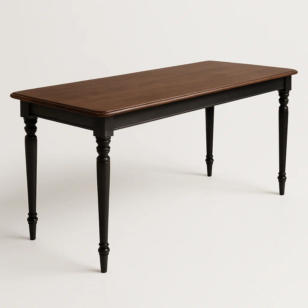 Tavolo da pranzo rettangolare in legno MDF marrone e nero 150x75x75 cm-CASAELEGAN