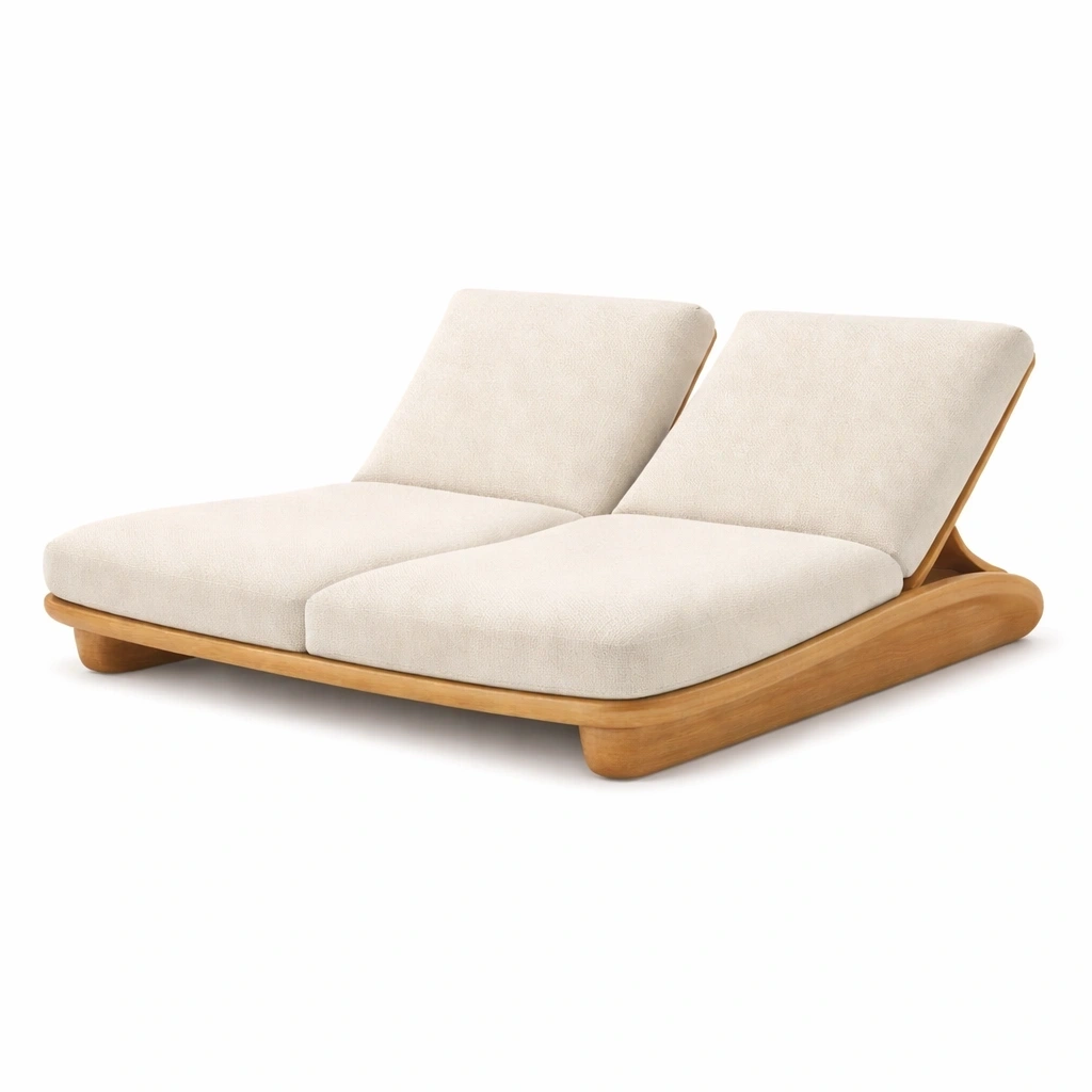 Chaise longue double rembourree en bois-easeentry