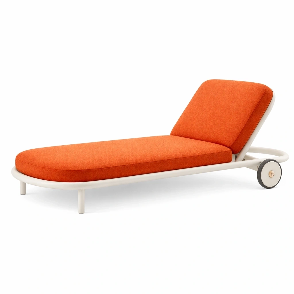 Chaise longue rembourree avec roulettes-easeentry
