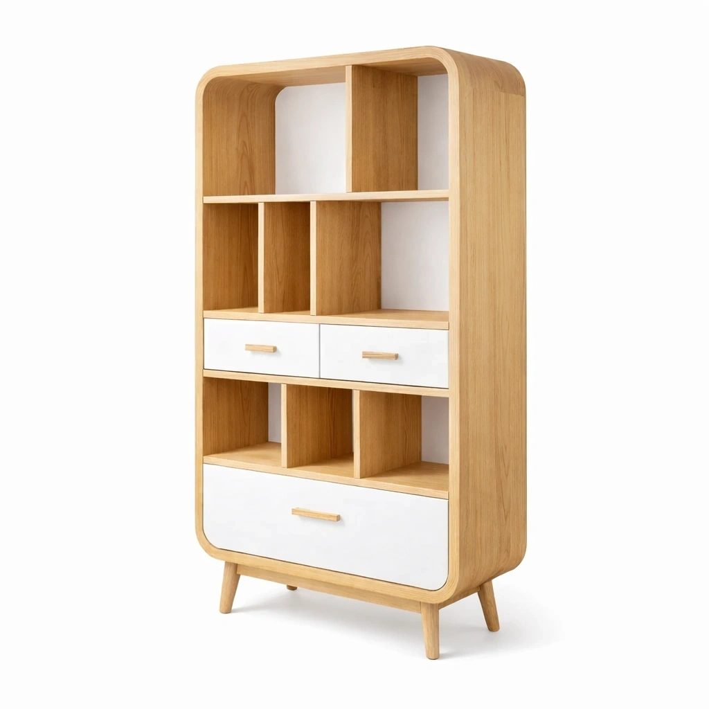 Meuble de rangement bois blanc a compartiments-easeentry