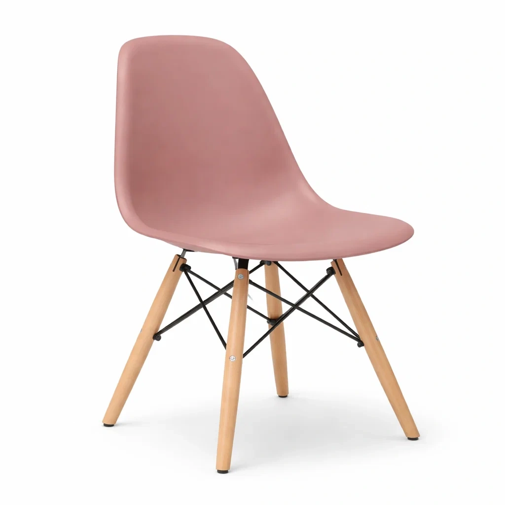 Chaise design rose avec pieds en bois naturel-warmwarp