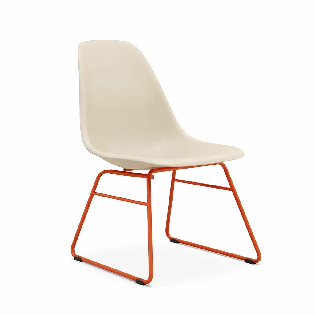 Chaise moderne blanc casse avec structure metal orange-warmwarp
