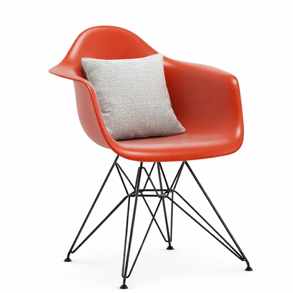 Chaise moderne rouge avec structure metal noir-warmwarp