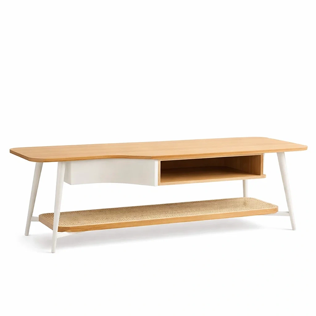 Meuble TV bois clair avec etagere inferieure-warmwarp