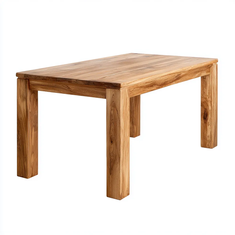 Tavolo da pranzo in legno massello 150x90x75 cm - Rovere Naturale - Stile Rustico