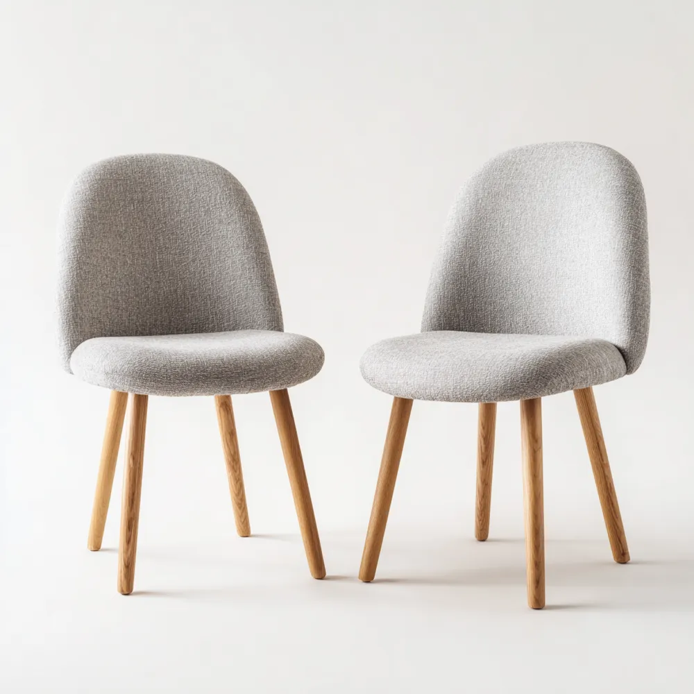 Sedia da Pranzo Imbottita 45x55x85 cm - Tessuto Grigio Chiaro