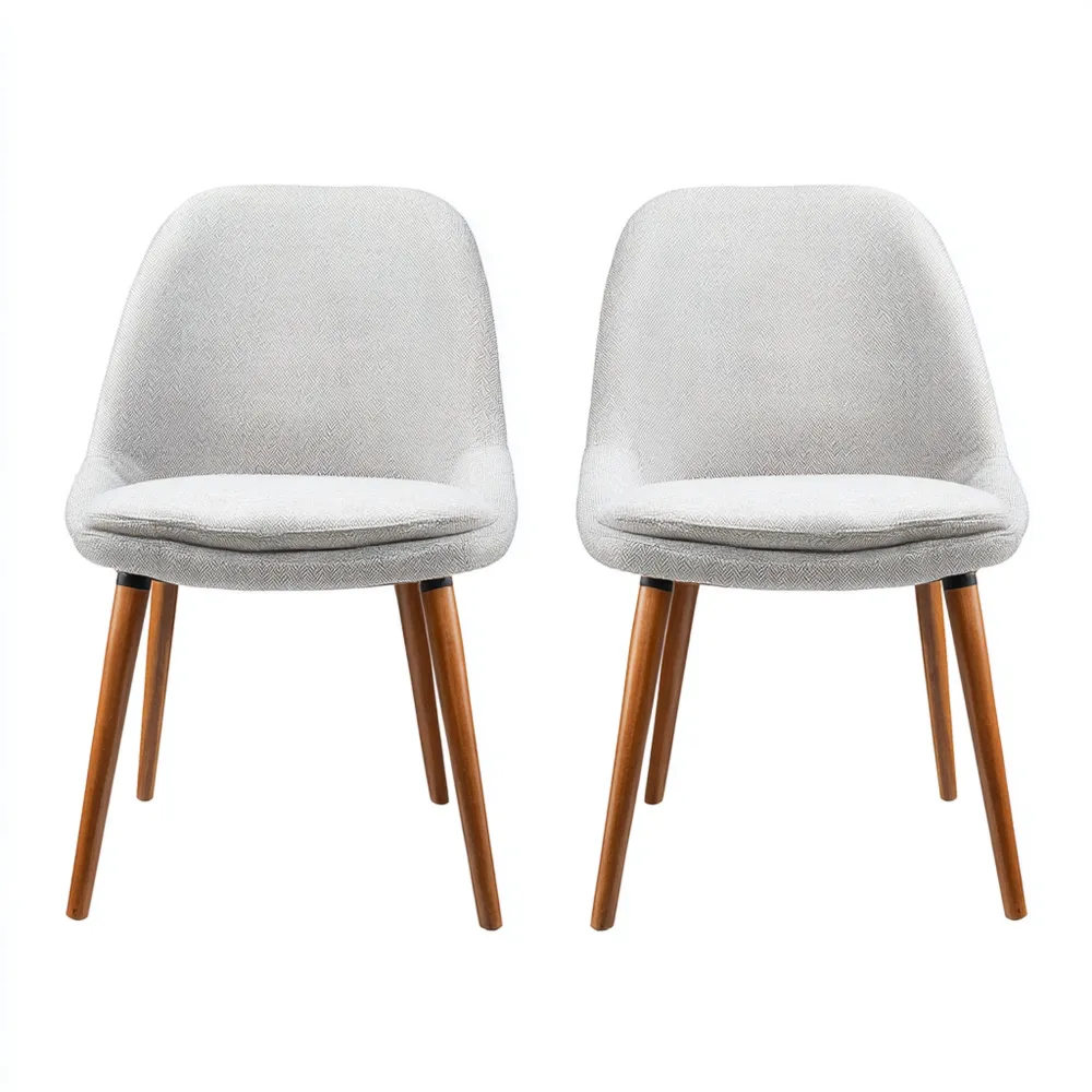 Set 2 Sedie da Pranzo Imbottite 45x40x85 cm in Tessuto Grigio Chiaro - Design Moderno