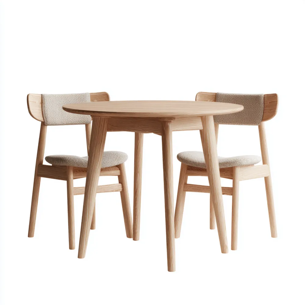 Set tavolo e sedie da pranzo in legno 80x80x75 cm – Naturale – Design moderno