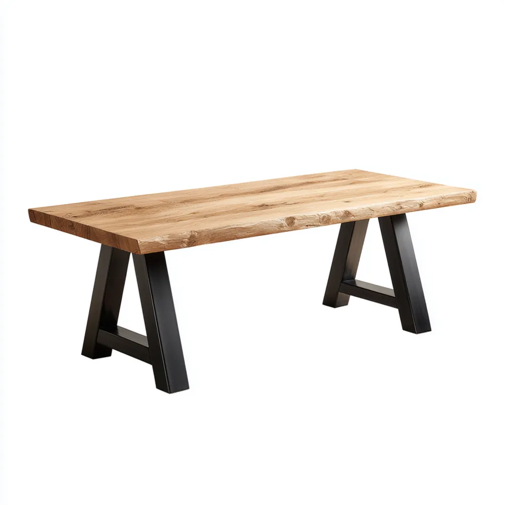 Tavolo da pranzo in legno massello 200x90x75 cm - Design industriale