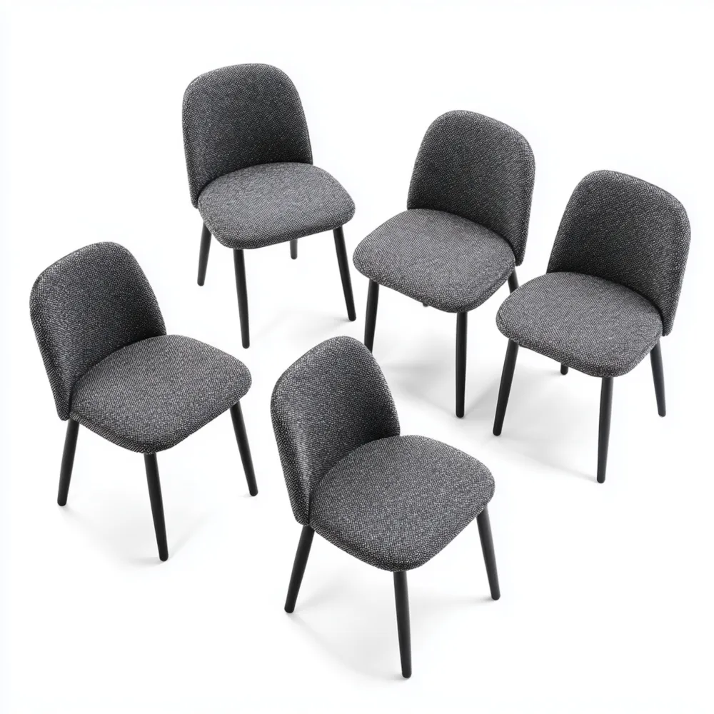Set di 5 Sedie da Pranzo in Tessuto Grigio Moderno 45x40x85 cm