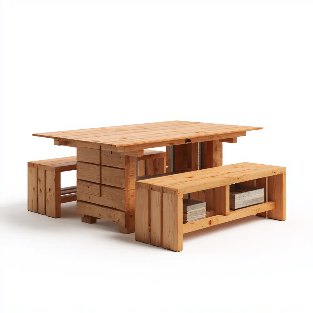 Set tavolo e panche legno massello 180x90x75 cm - stile Rustico